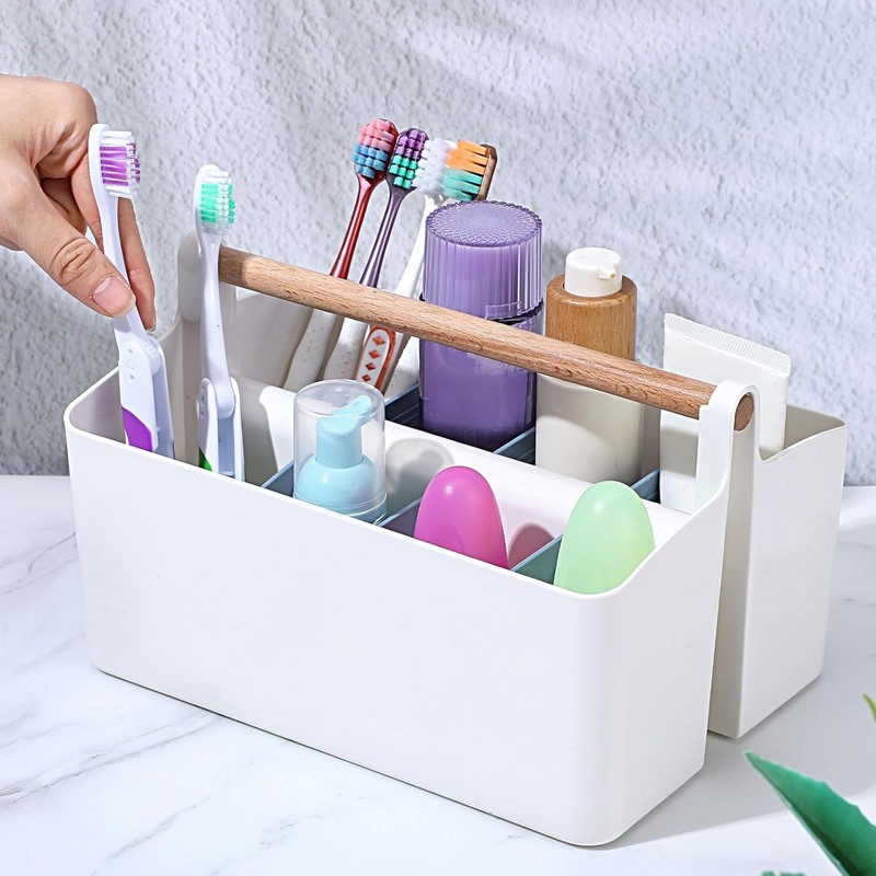 2 Pack Plastic Portable Caddy with Handle, Stackable Art Office Supplies Storage gallery