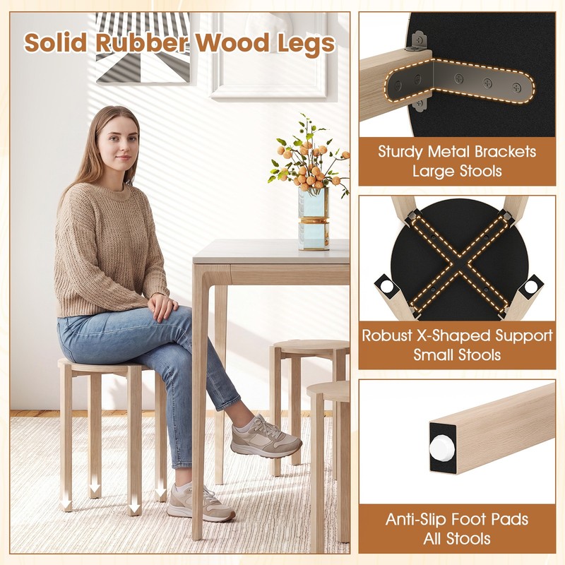 Stackable Stools Set of 4 w/Rolling Base Locking Casters for Kitchen Apartments gallery