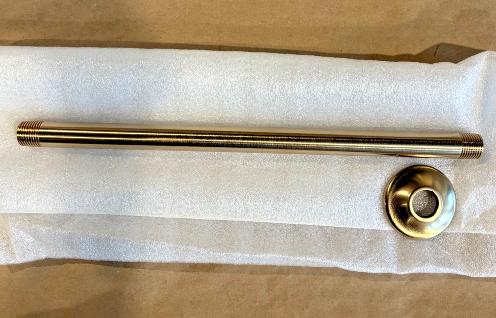 Brizo 14" Ceiling-Mount Brass Shower Arm & Flange in GOLD, New!
