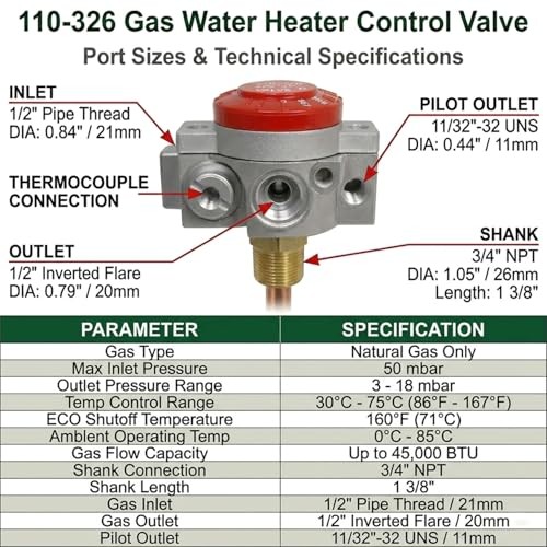110-326 Gas Water Heater Control Valve, Natural Gas Water Heater Thermostat gallery
