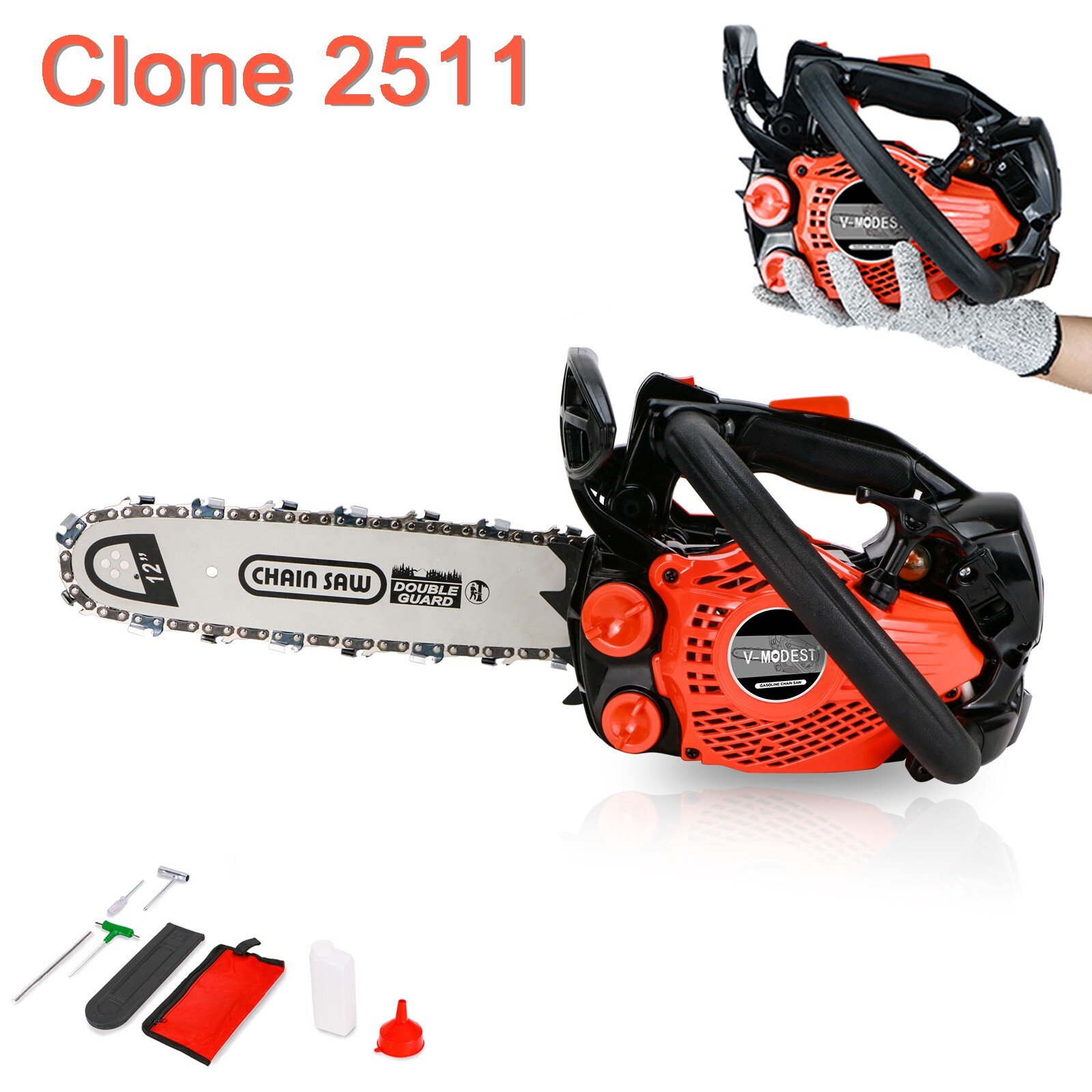 Clone 2511 12" Compact Gas Top Handle Chainsaw 25CC 2-Stroke Engine Climbing Saw gallery