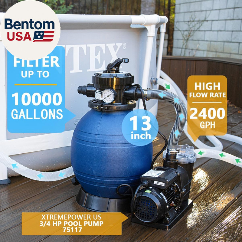 High-Flo Sand Filter Pump System 13" Filter Tank 10,000 Gallons for above Ground gallery