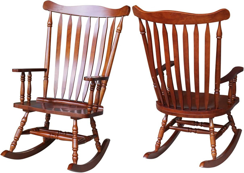Cherry Solid Wood Rocking Chair, 225Lbs Capacity, Sturdy Parawood Design gallery