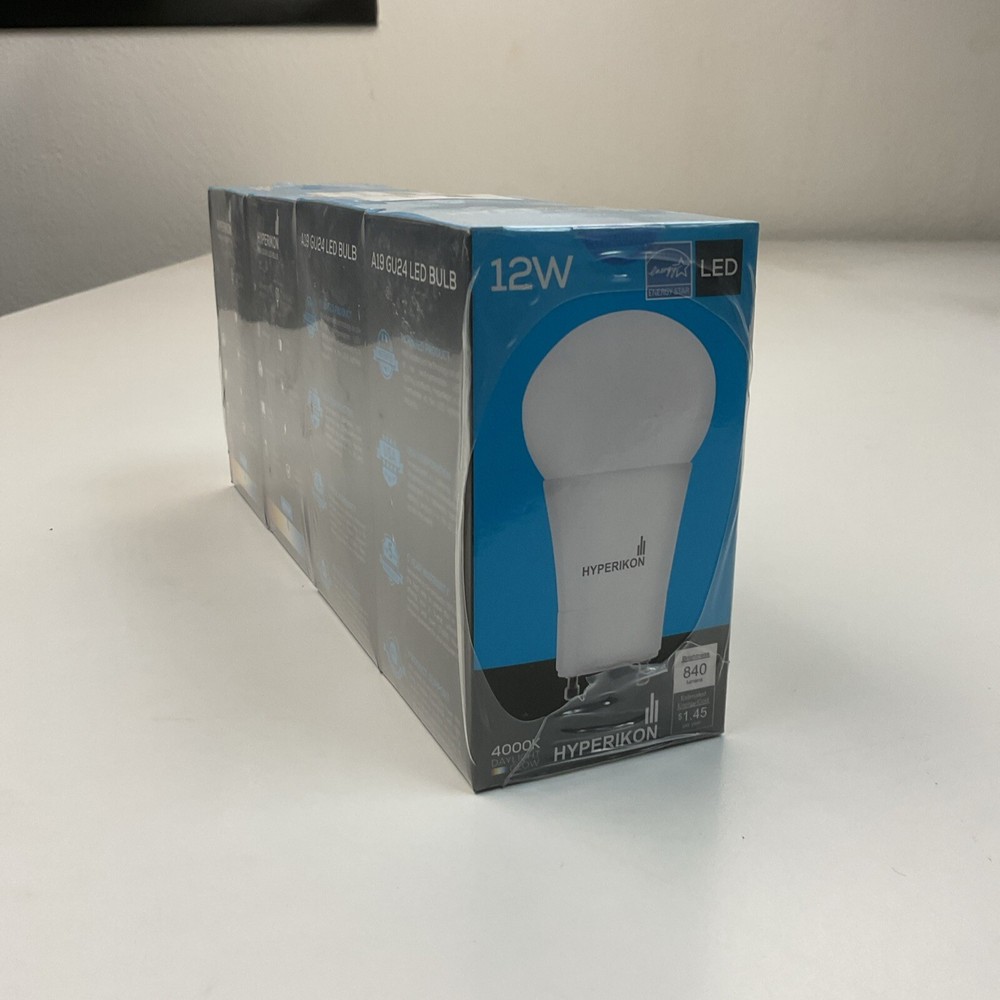 Hyperikon Dimmable LED Light Bulbs A19 12W 4000K GU24 - 4 Pack