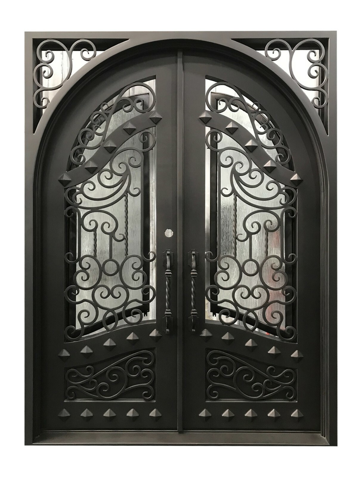 Canton Double Front Entry Wrought Iron Door Rain 62" x 96" Left Active gallery