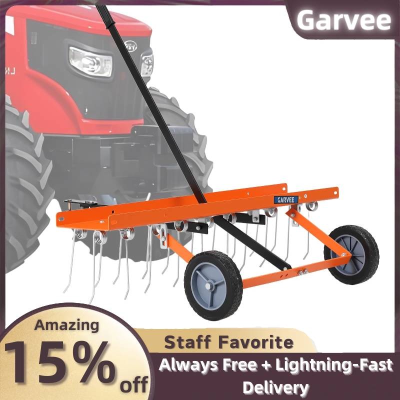 40-Inch Tow Dethatcher Lawn Rake with Spring Steel Tines for ATV or Mower Tow Be