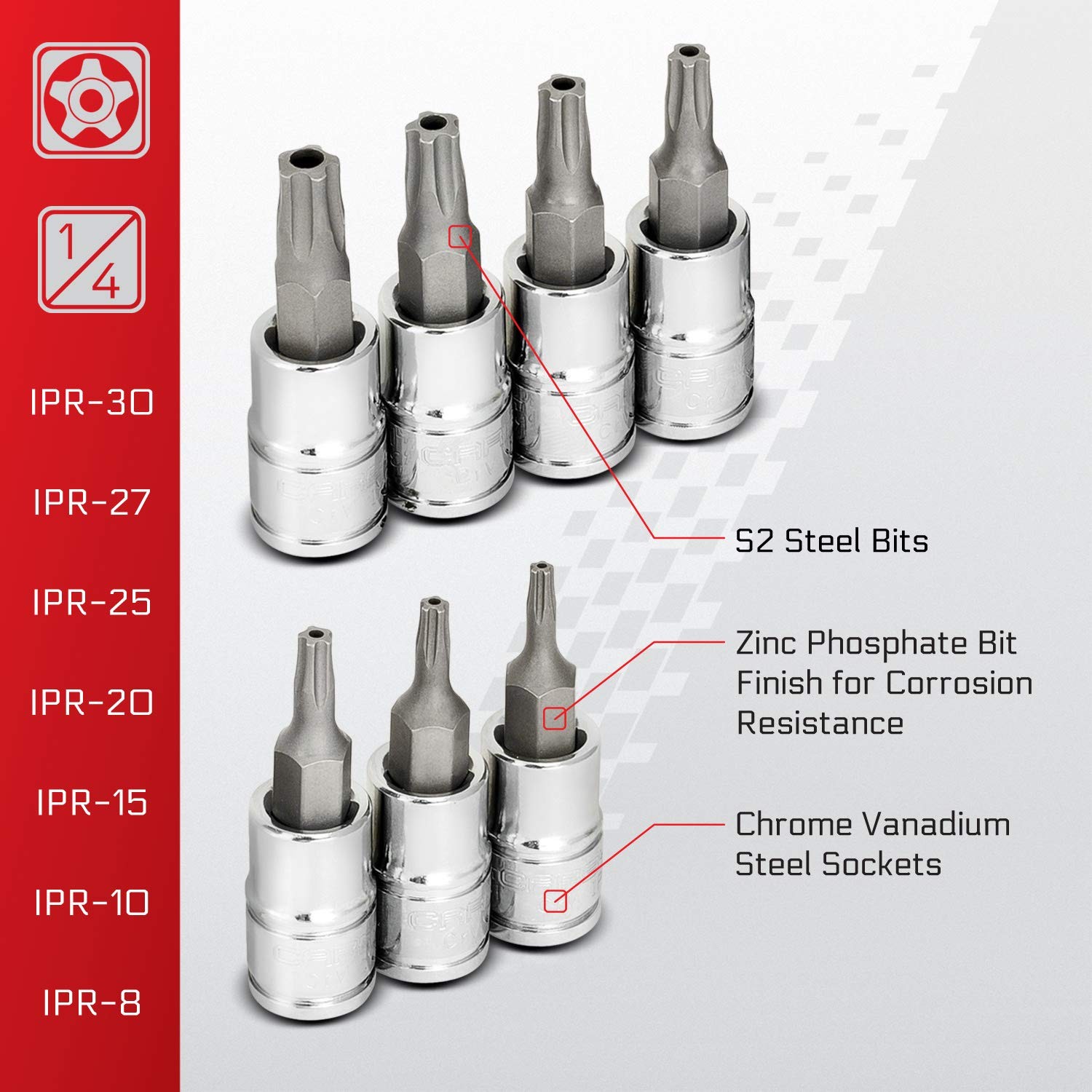 13Piece TamperProof Torx Plus Bit Socket Set, 5 Lobe Security, TPR8/IPR8 to T... gallery
