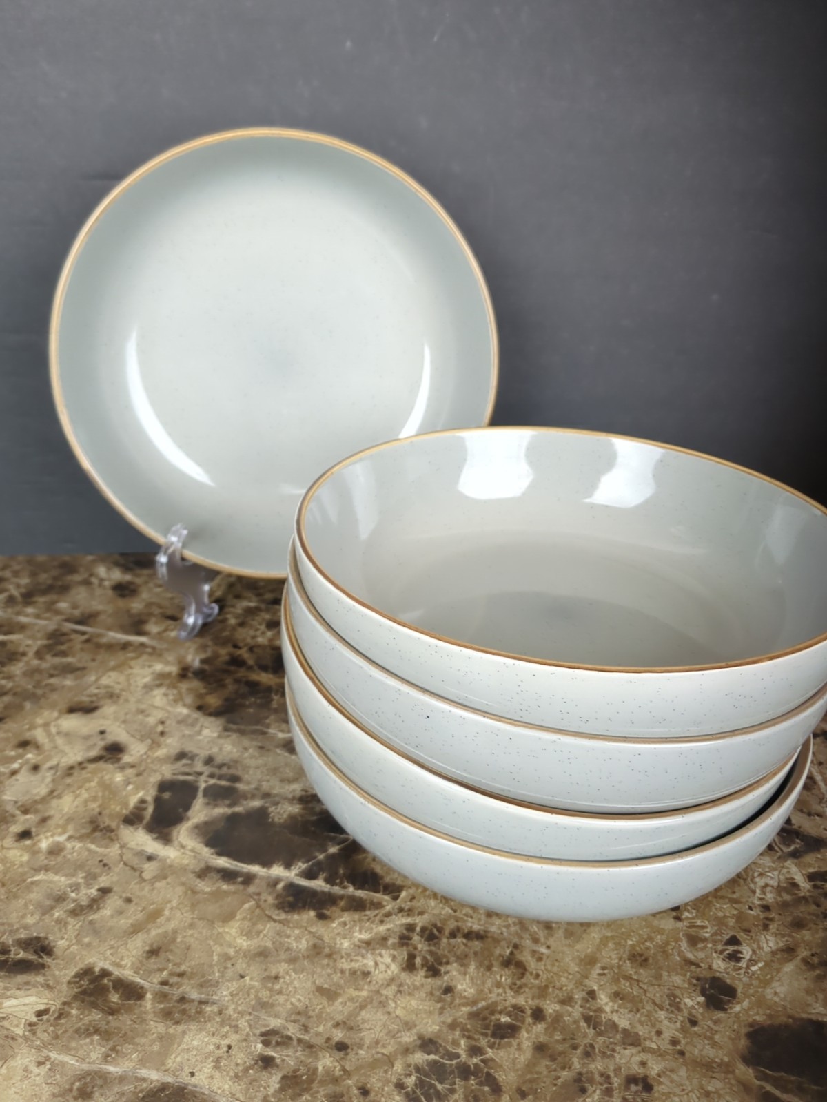 Set Of 5 Over & Back Options Gray Pasta Bowls 8.5" gallery