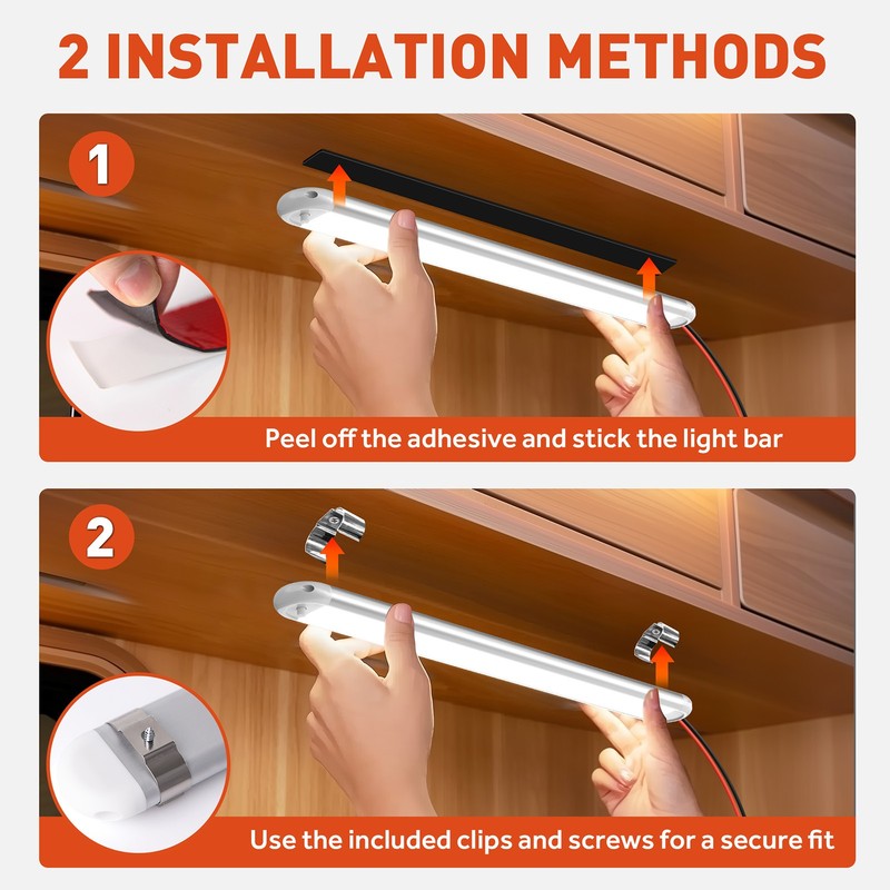 4Pcs 12V Interior LED Light Bar 120LED 2800LM Strip Lights 6000K ON/Off Switch gallery