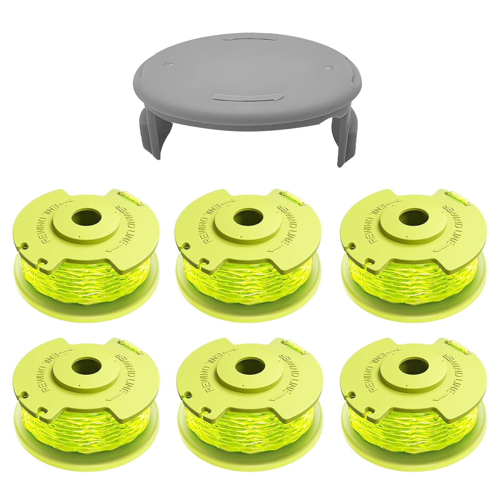 Weed Wacker String Compatible for Ryobi One Plus+ 6 Spools+1 Cap, Green gallery