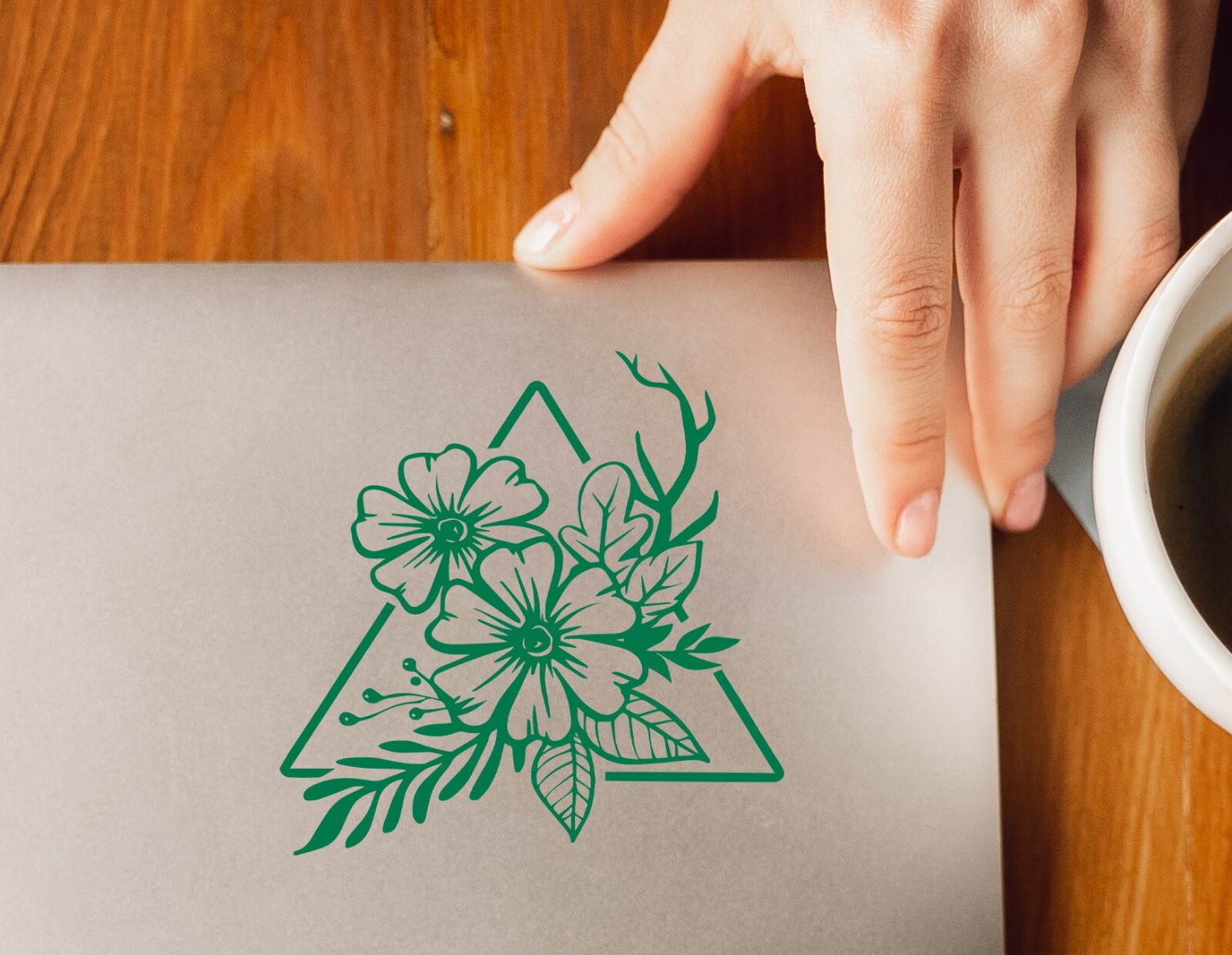 Flower Triangle Custom Vinyl Stickers | Pretty Floral Geometric Design gallery