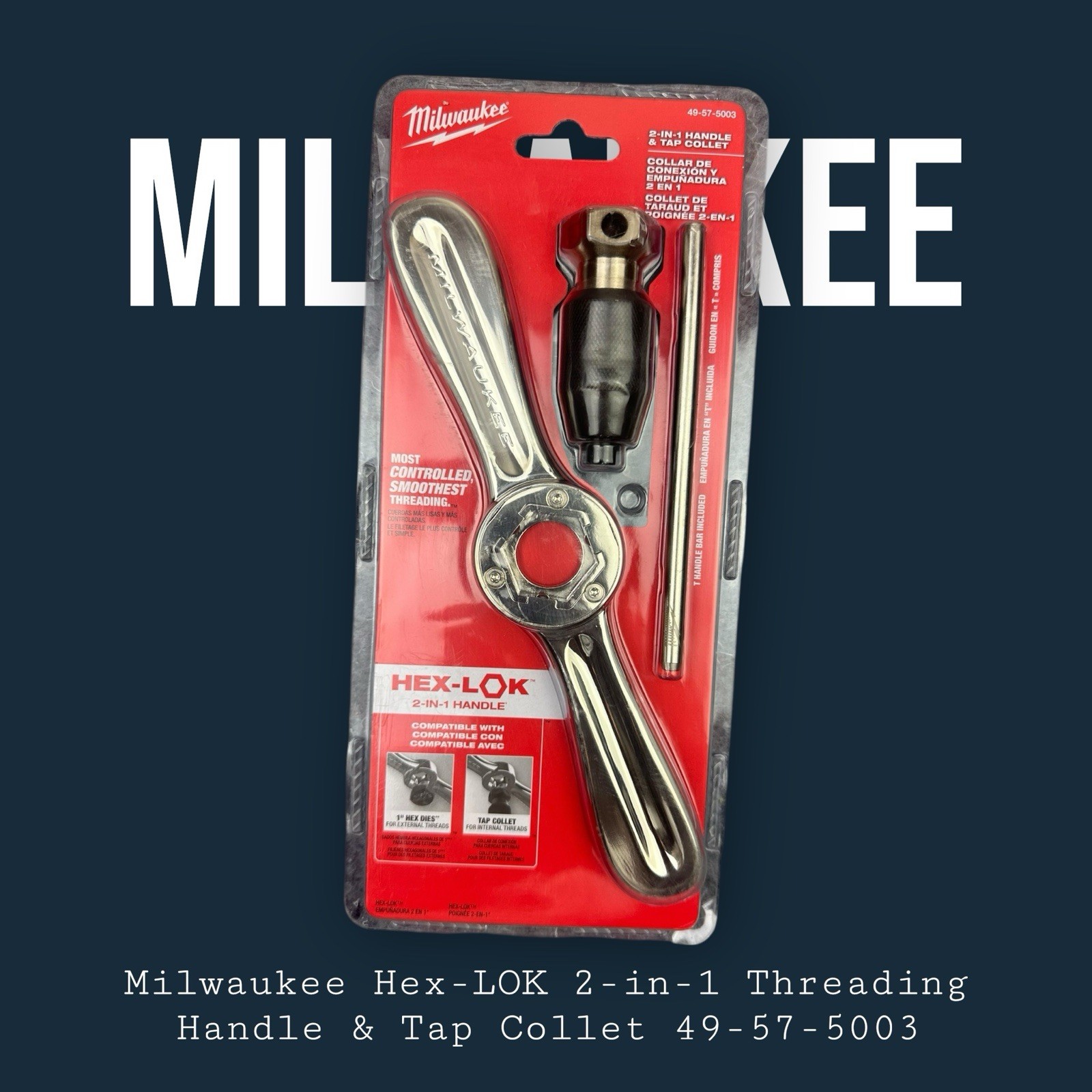Milwaukee Hex-LOK 2-in-1 Threading Handle & Tap Collet 49-57-5003 gallery