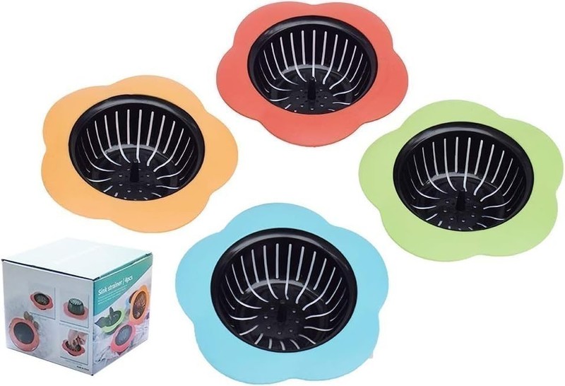 4.5" Silicone Sink Drain Strainer 4 Pack Flower Shaped Drain Filter For Kitchen gallery