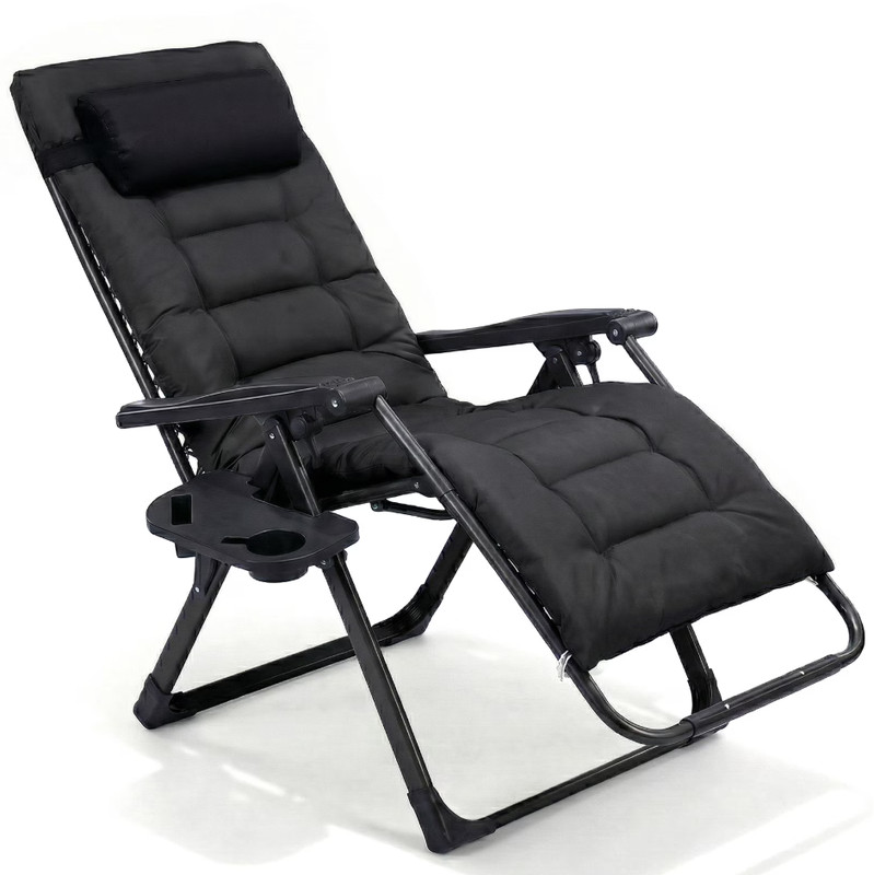 Zero-gravity lounge chair, 440 lb weight capacity, foldable, includes cup holder gallery
