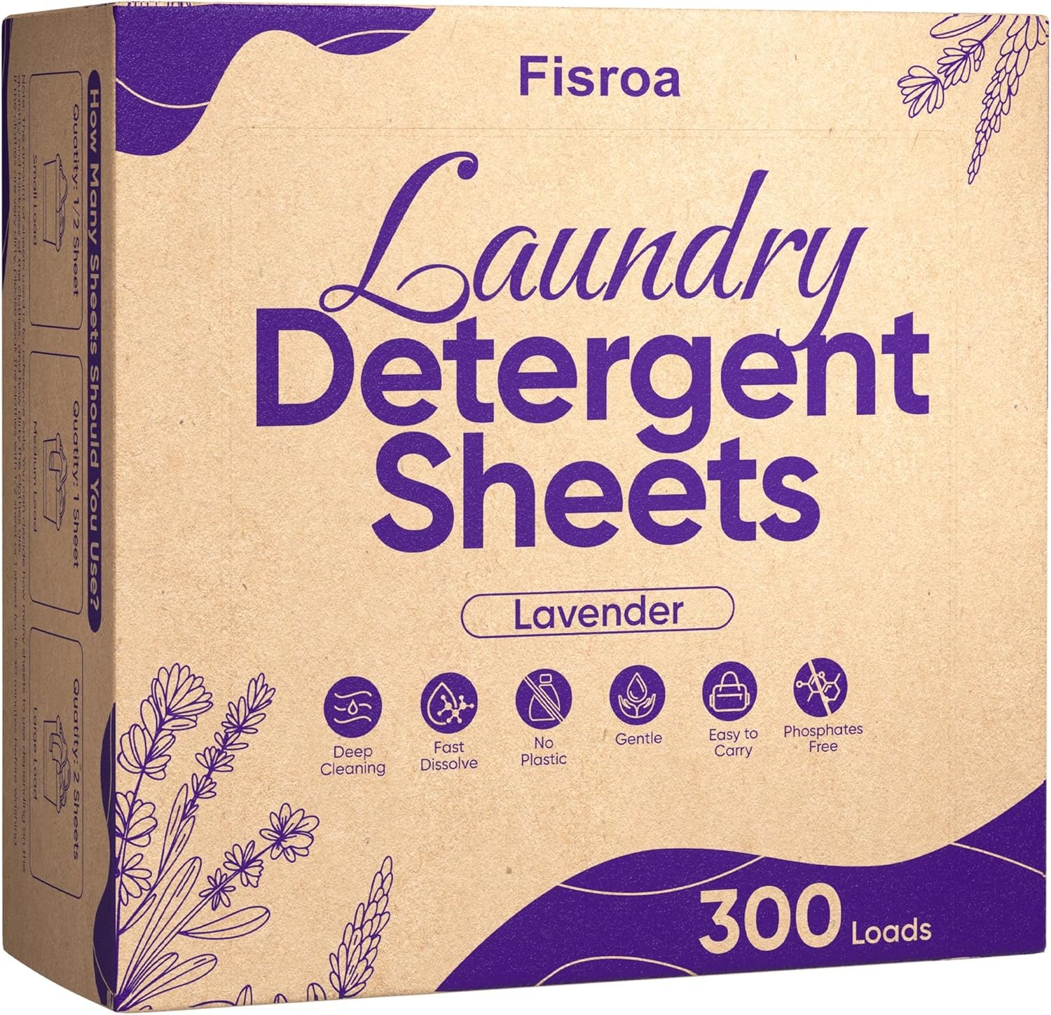 Lavender Laundry Detergent Sheets Travel Eco-friendly 300 Loads Fisroa Clothes W gallery