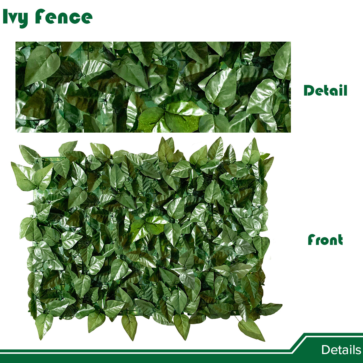 4ft Artificial Plant Faux Ivy Leaf Outdoor Privacy Hedge with Plastic Backing gallery