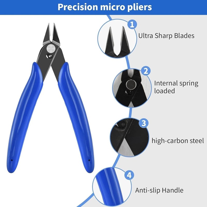 5 Inch Micro Flush Cutter, 2 Pack Small Wire Cutters Spring Loaded Cutting Plier gallery
