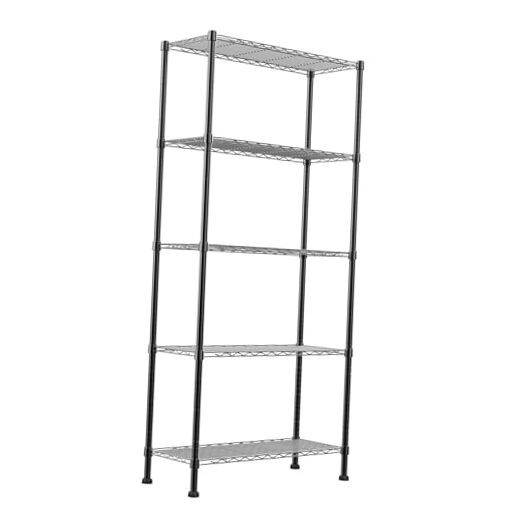 5-Wire Shelving Metal Storage Rack Adjustable 5Tier 14.1"D x 30"W x 79"H - Black gallery