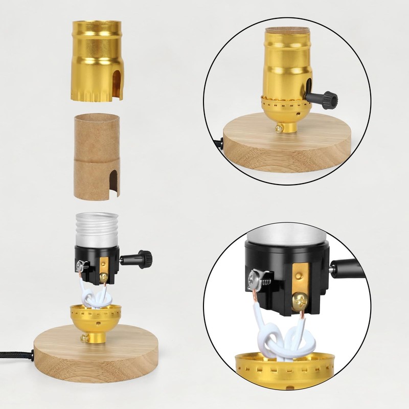 2-Way Lamp Socket Replacement, E26 Base Listed, Turn Knob Gold gallery