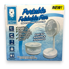 Portable Foldable Fan USB & Battery Operated Size: 5.4×5.4×2.6″ NEW IN BOX