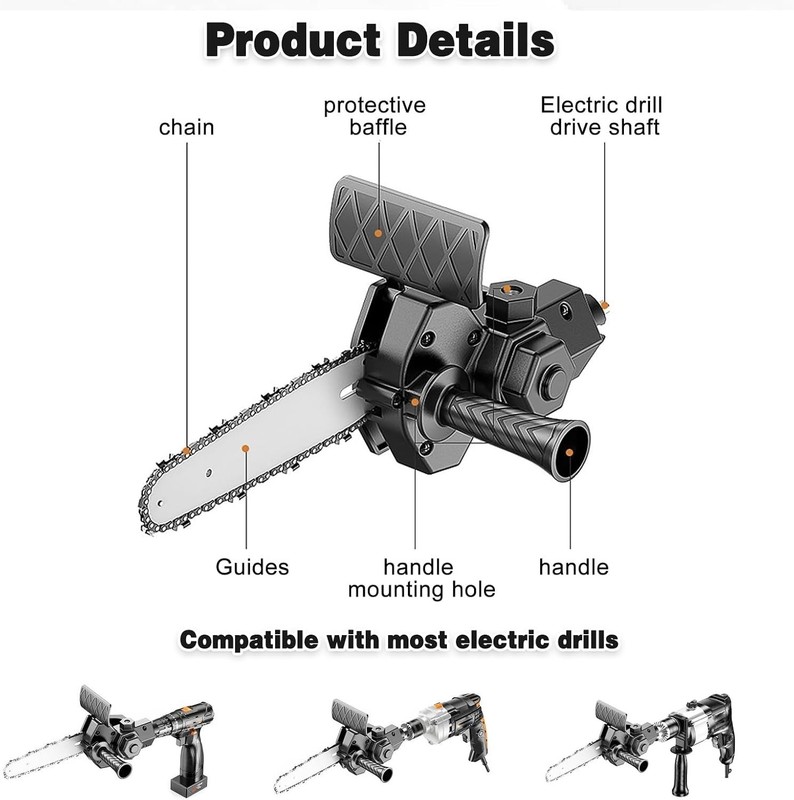 Transform Your Drill: 6-Inch Electric Drill Chainsaw Attachment for Wood Cutting gallery