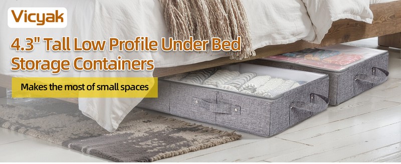 2 Pack 32L Under Bed Storage Containers Underbed Clothes Storage Bin with Zip gallery