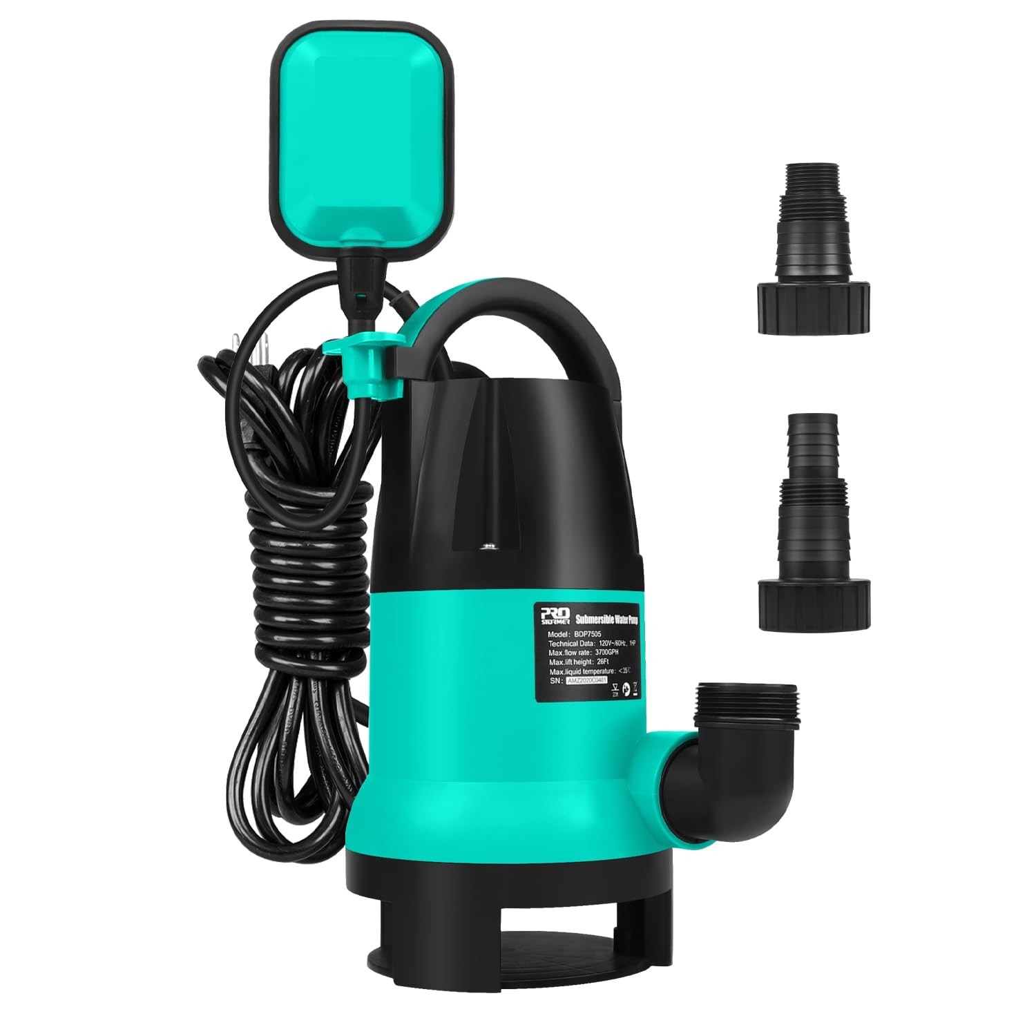1HP 3700GPH Submersible Water Pump with Float Switch for Pool, Pond, Floods gallery