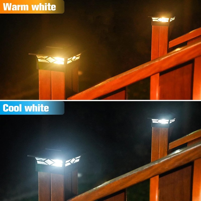 2/4/6 Pack Solar Post Deck Cap Lights Outdoor Garden Fence Landscape Lamp Vinyl gallery