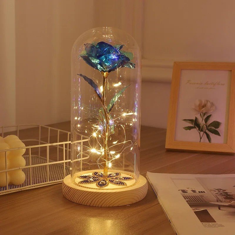 LED Valentines Day Gift: Artificial Eternal Beauty Rose in Glass Dome gallery