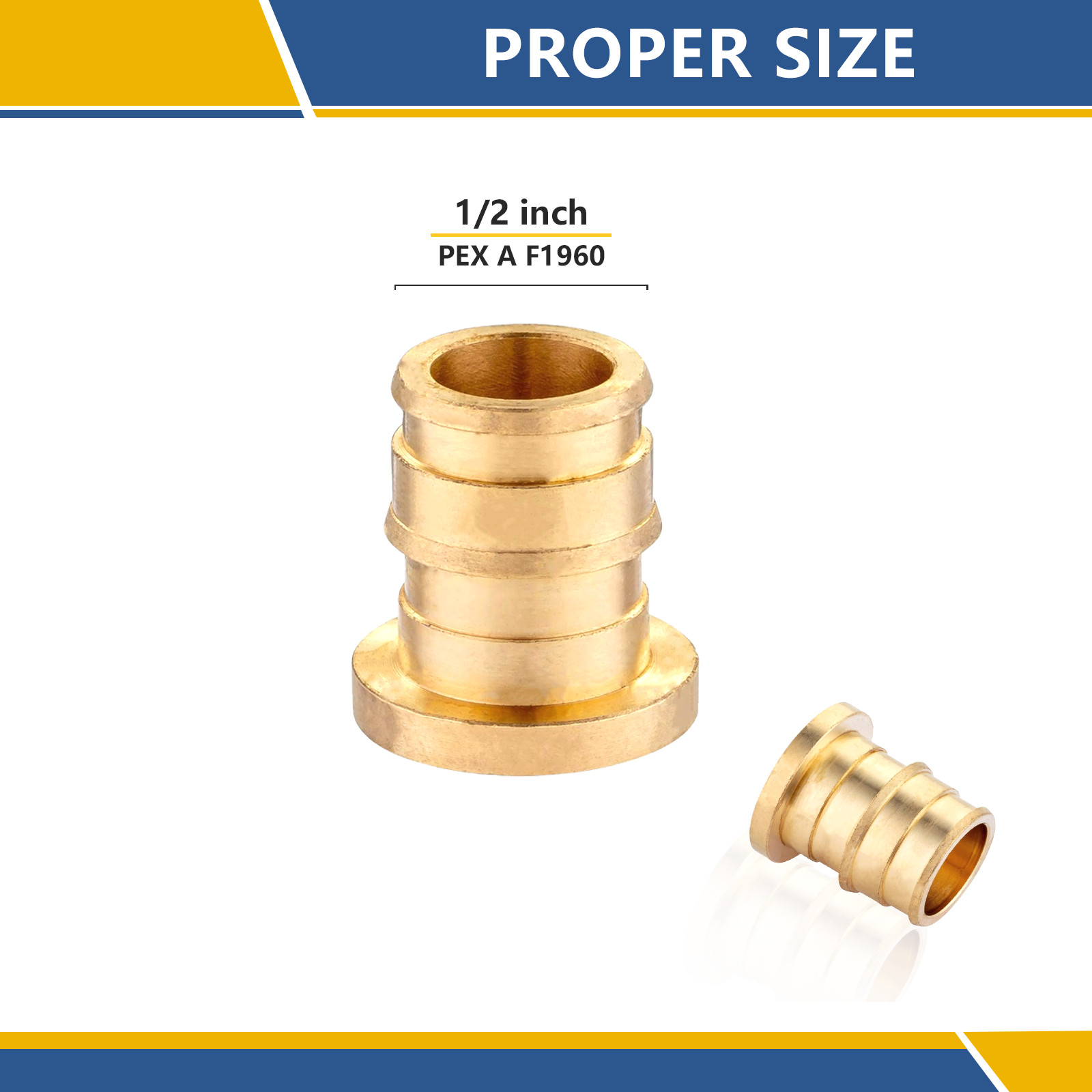 EFIELD (2-50 Pack) Pex A End Cap 1/2" Plug Expansion Brass Fitting Lead Free gallery