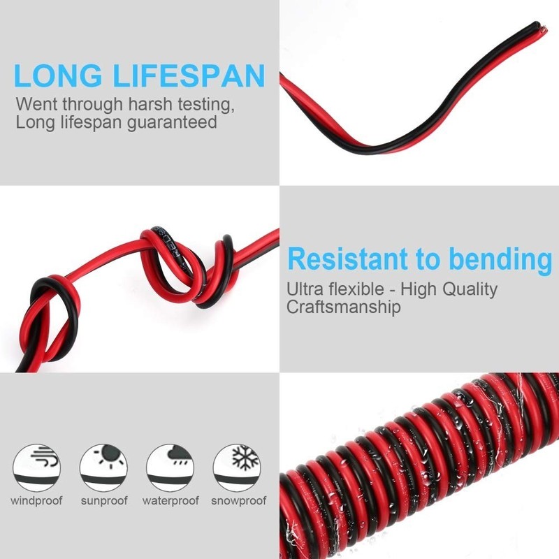 100FT Red & Black 18AWG Electrical Wire for Easy Installation and Use gallery