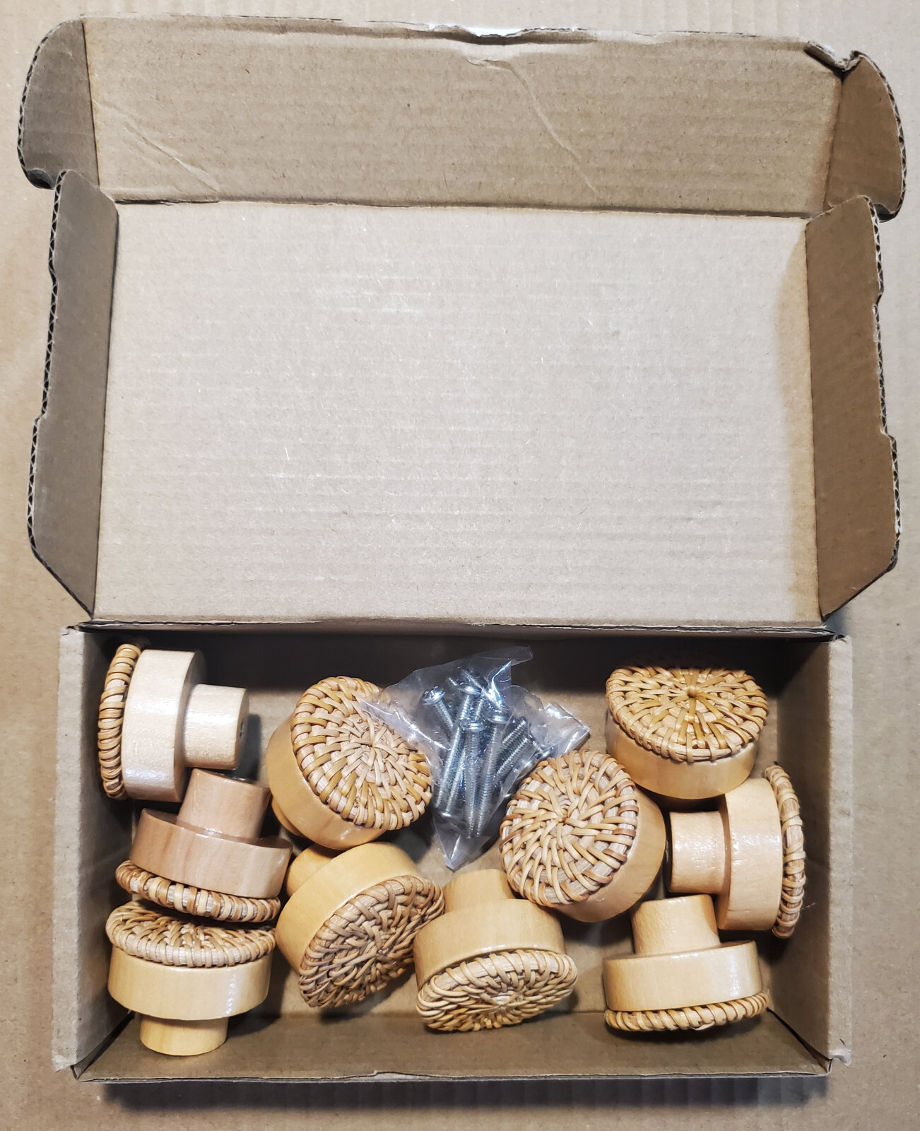 Boho Rattan Cabinet Knobs Natural Wood Drawer Pulls Original Wood Color (10 pcs) gallery
