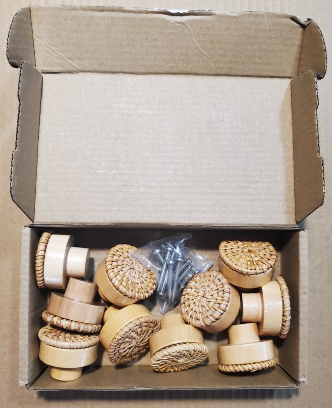 Boho Rattan Cabinet Knobs Natural Wood Drawer Pulls Original Wood Color (10 pcs) gallery
