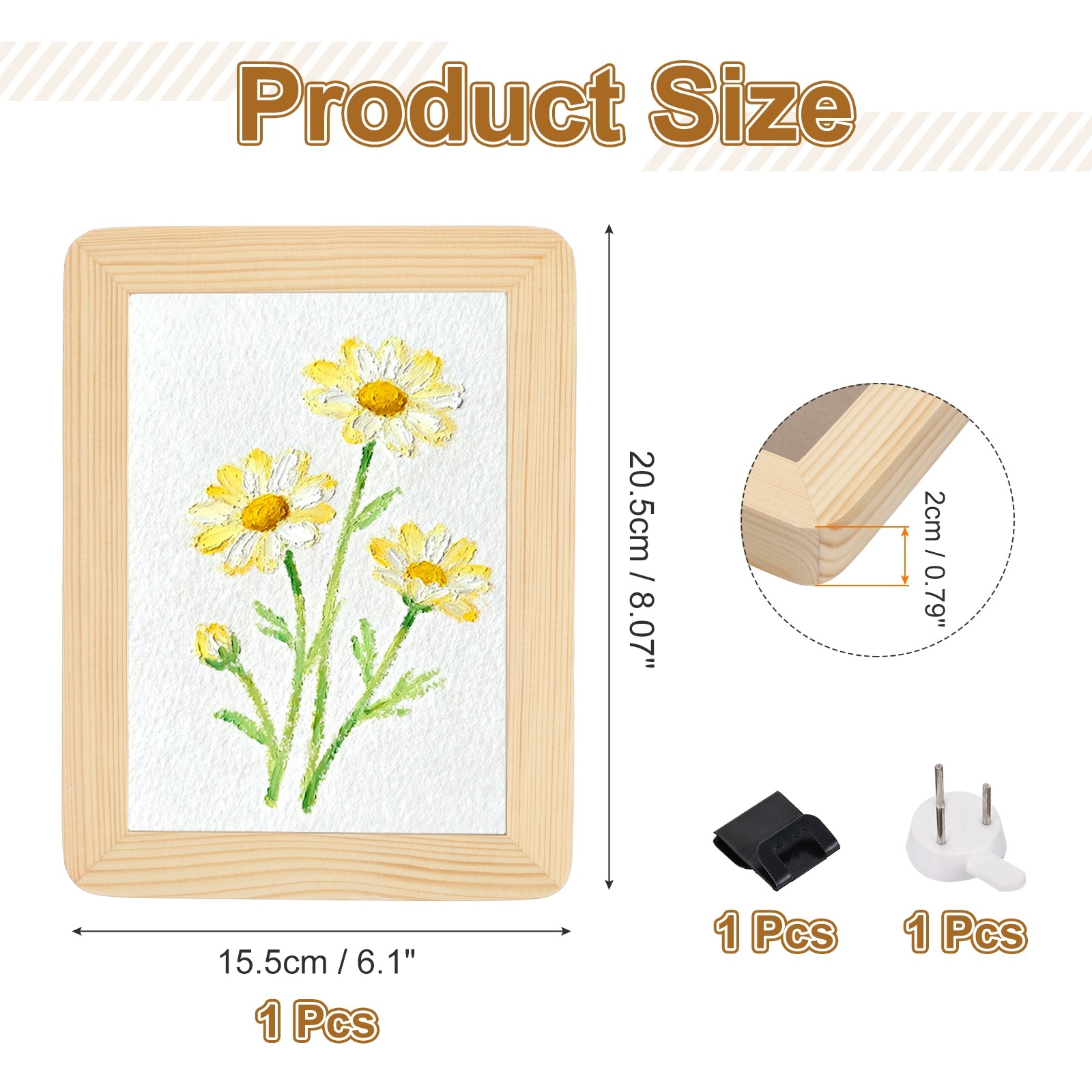 8.1"x6.2" Natural Wood Color Rectangle Wood Photo Frame Rounded Corner Design gallery