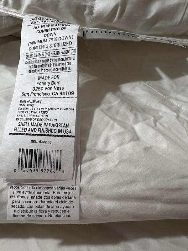Pottery Barn Supreme 650FP White Down Duvet Insert King/Cal. King Midweight gallery