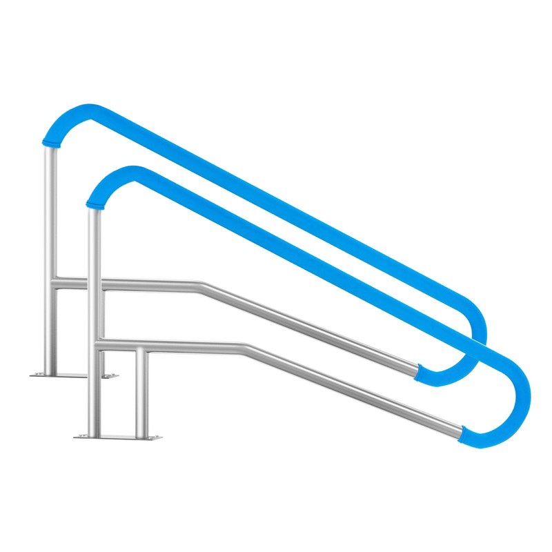 Stainless Steel Pool Railing – 2-Piece, 55"x32", 220lb Capacity, Non-Slip Grip gallery