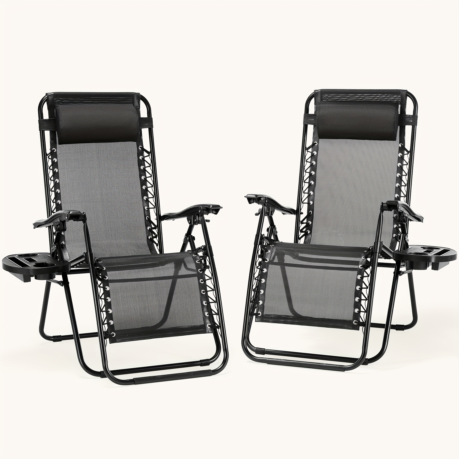 Set of 2 Steel Ergonomically Designed Zero Gravity Lounge Chair Lying Recliner gallery