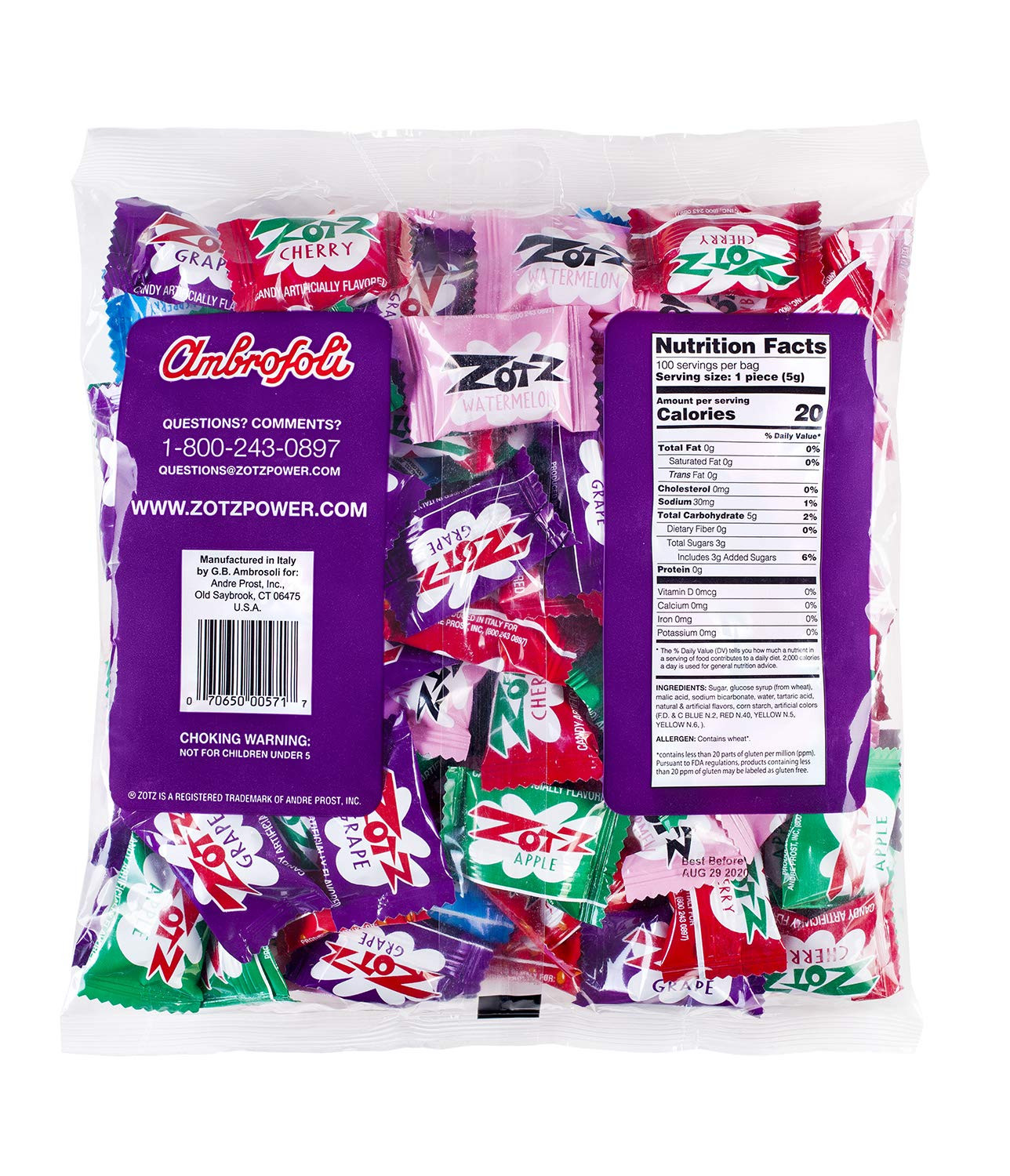 Zotz Fizzy Candy Bag, Assorted Flavors, 100 Count Bag gallery