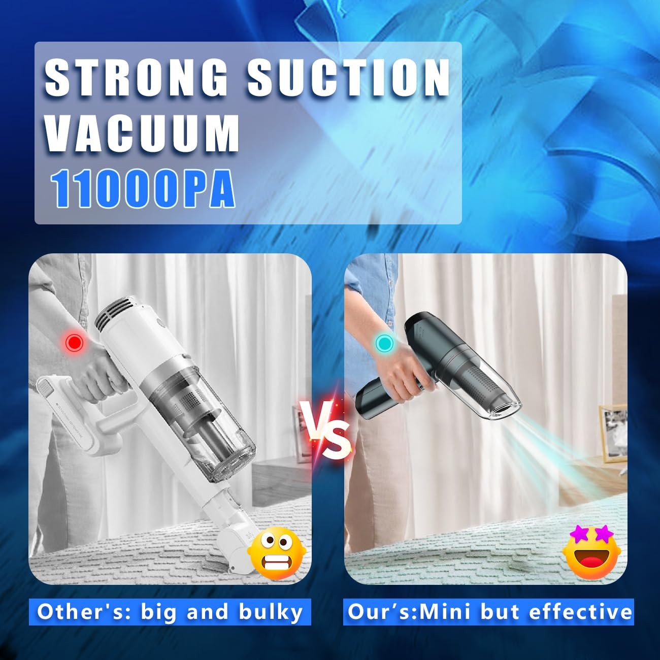 Cordless Handheld Vacuum Cleaner - 11000PA Suction, Portable Car Air Duster gallery