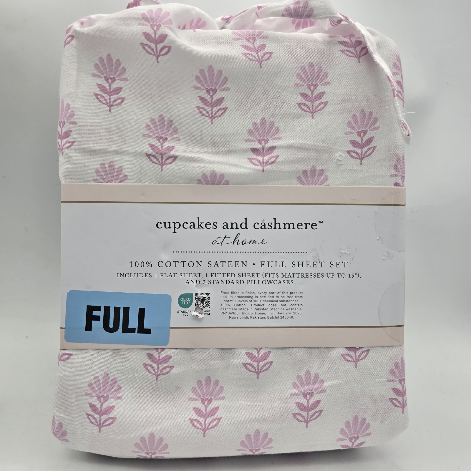 Cupcakes & Cashmere Full Size Sheet Set Pink Floral Print White Sheets Flowers gallery