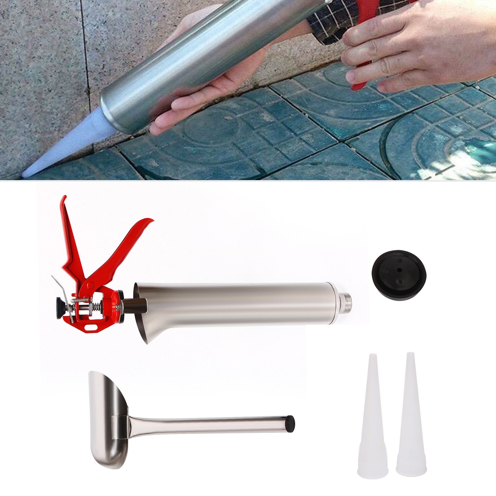 Cement Grout Mortar Pointing Grouting Gun Sprayer Applicator Tool W/2 Nozzle gallery