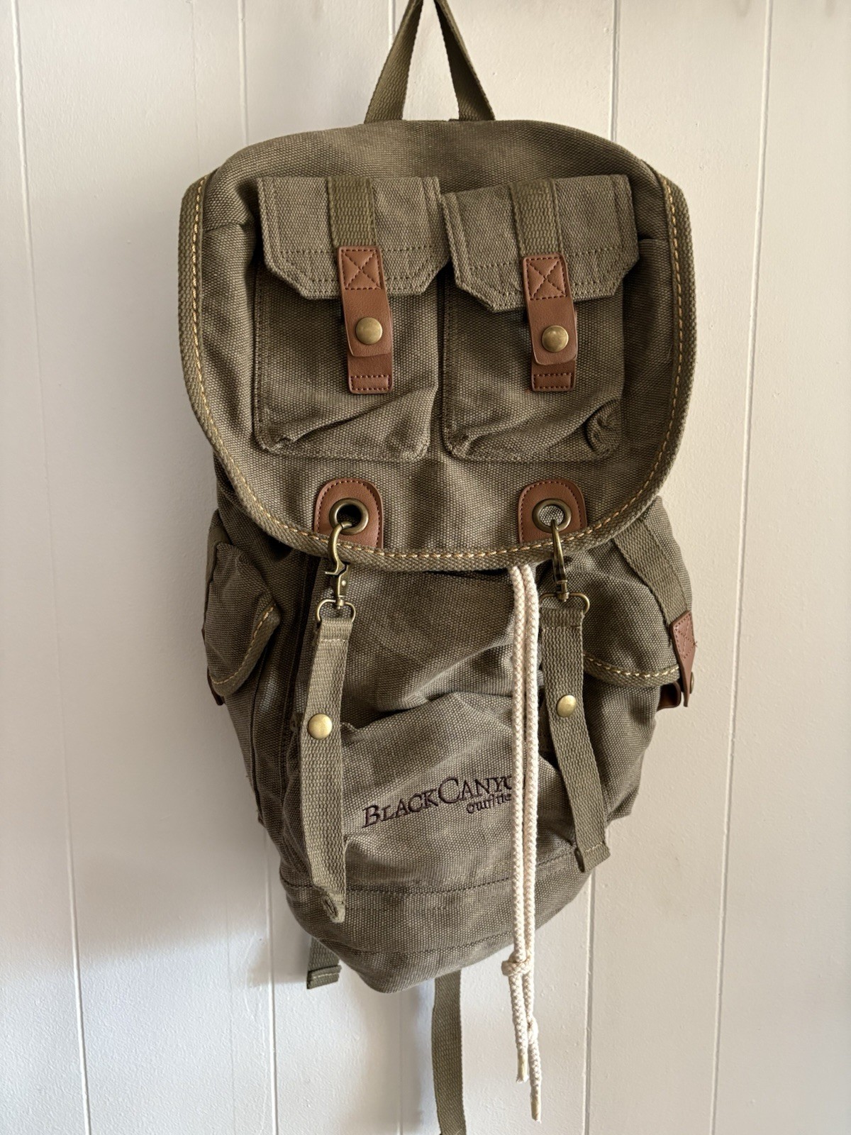 Black Canyon Outfitter Canvas Waterproof Multipocket Backpack Drab Green