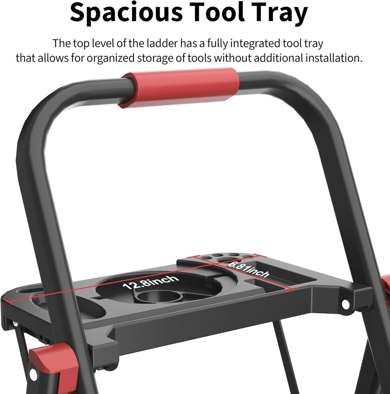 4 Step Foldable Step Ladder with Mutifunctional Tool Tray, Platform Ladders Step gallery