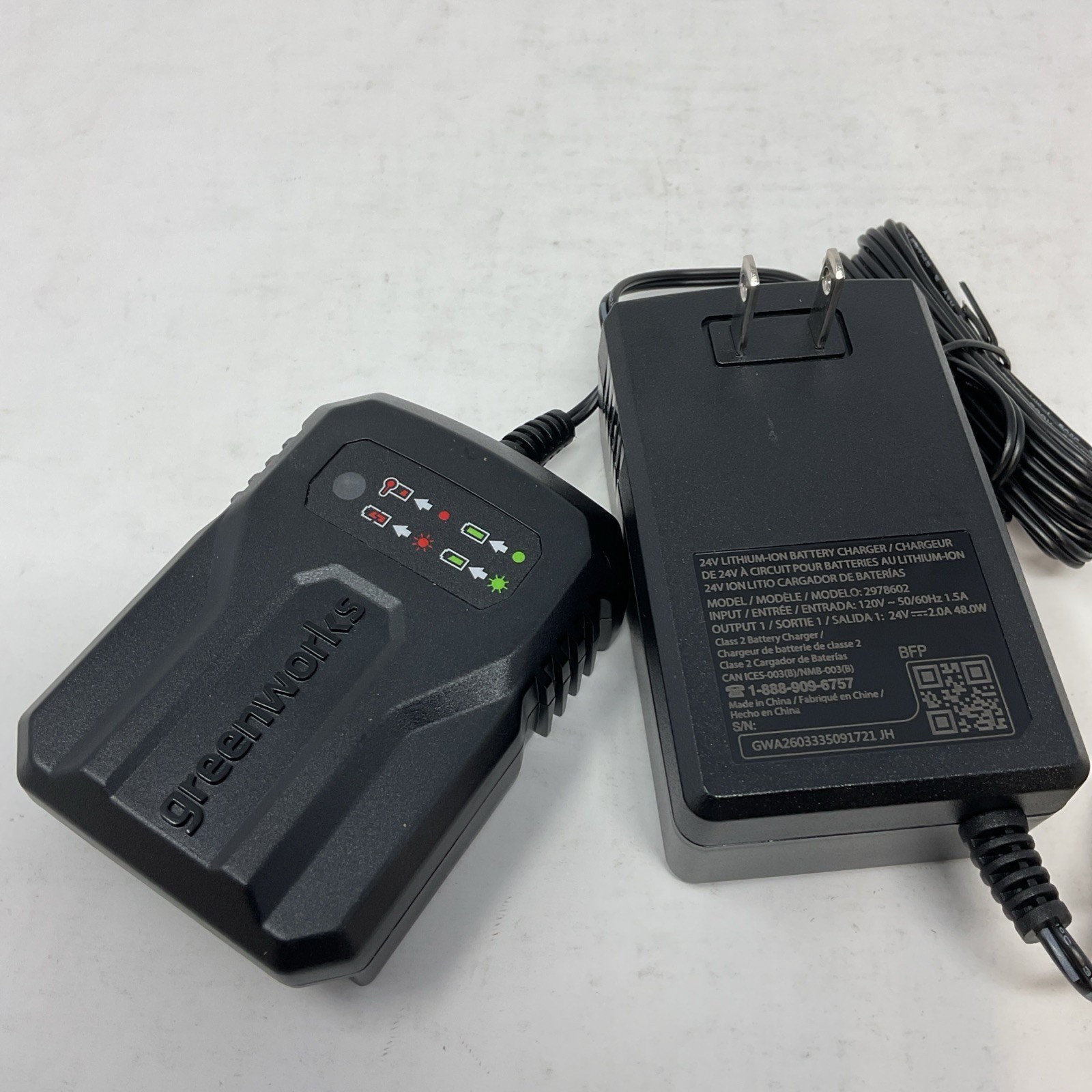 OEM Greenworks 24V Compact Battery Charger 2978602 24 Volt + owner's manual gallery