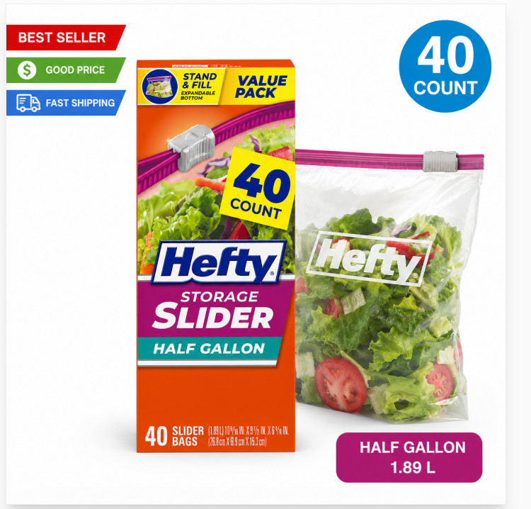 Slider Half Gallon Storage Bags 40 Count Easy Seal Food Storage gallery