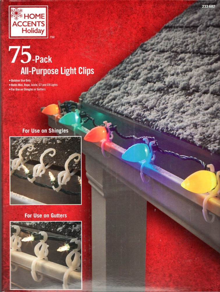 75 Pack Gutter Shingle Light Clips Home Accents Holiday NEW