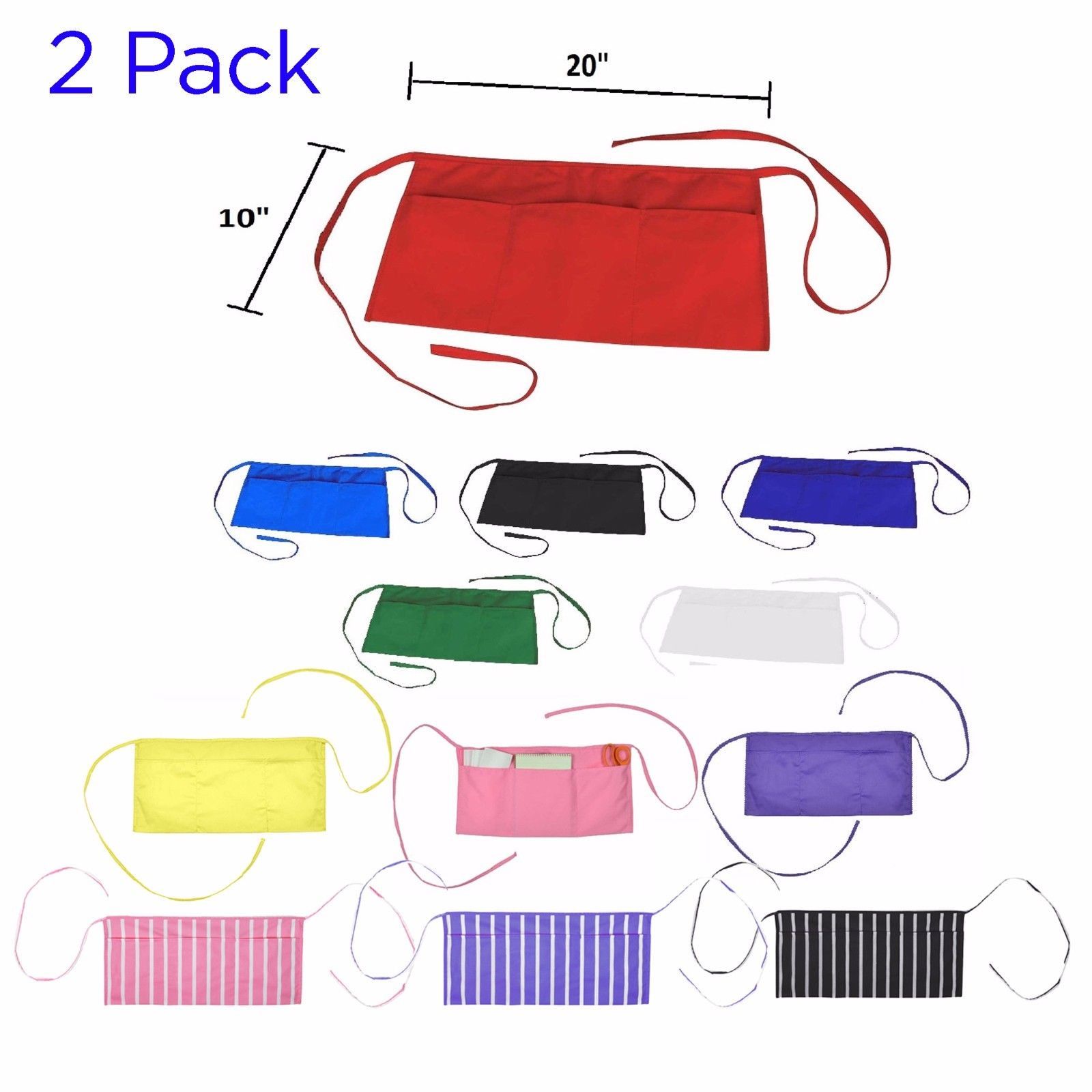2-PACK Waist Aprons Commercial Restaurant Home Poly Cotton Kitchen Cooking gallery