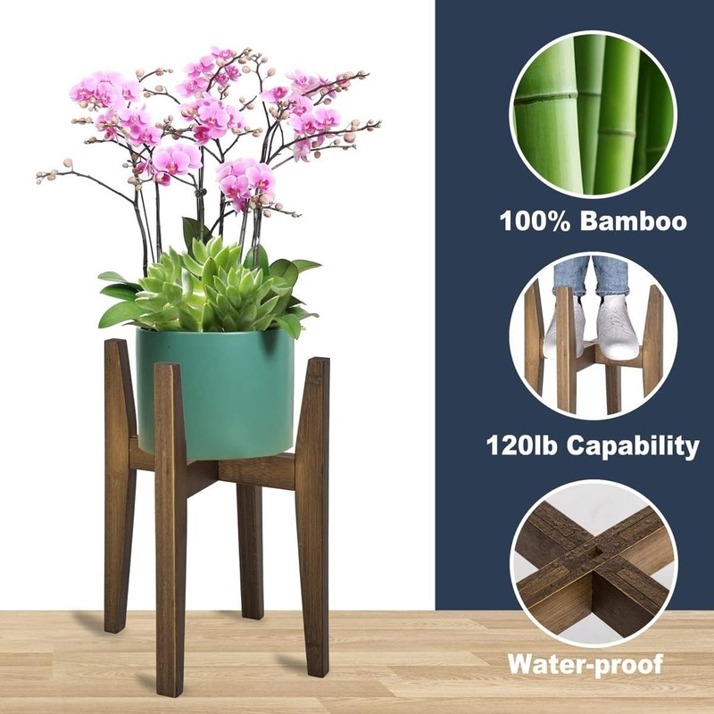 Sturdy Adjustable Plant Stand in Walnut - Fits 8-12 Inch Pots - 120 LB Capacity gallery