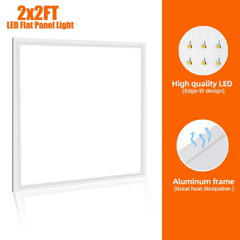 2x2 Led Flat Panel Light 5000k Daylight Edgelit 45w/5400lumens Dimmable 2x2ft gallery