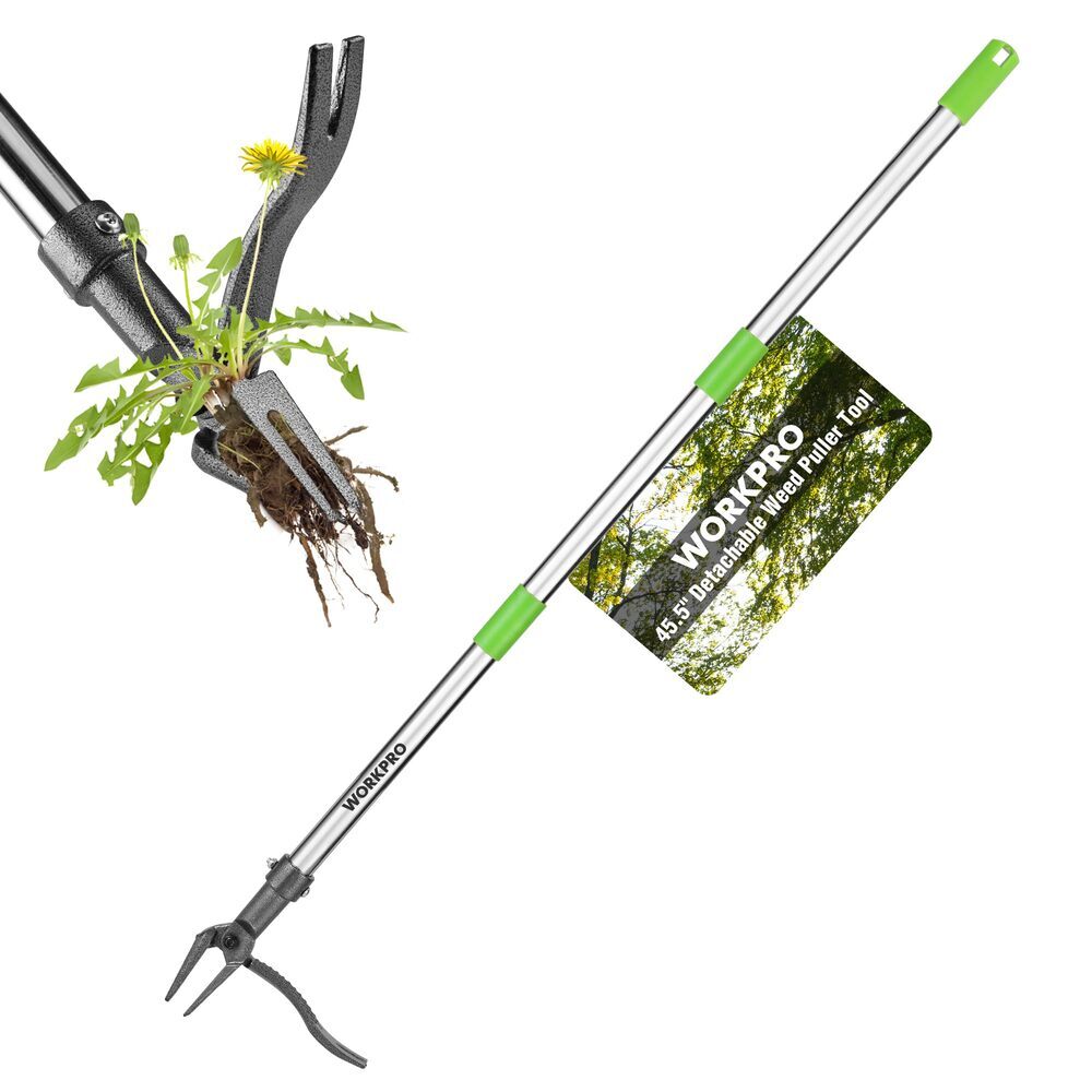 WORKPRO Weed Puller Tool Long Adjustable Handle Stand Up Heavy Duty Weed Remover gallery
